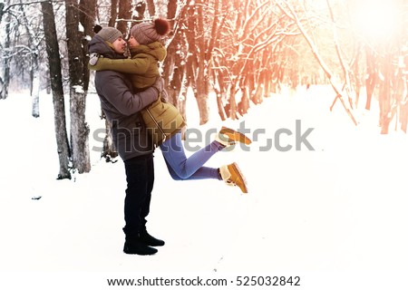 couple in love outdoor winter