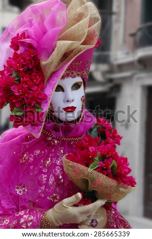 Venice Carnival Mask - Pink Flower Lady