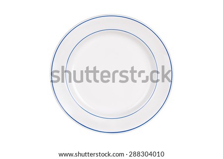 blue line flat plate isolated on white