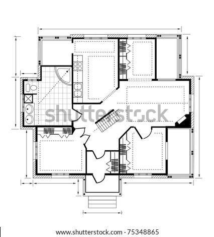 Drawing House Plans on Image Drawing House Plan Small Square On A White Background Stock