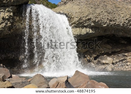 Waterfall on Agrio river, Patagonia, Neuqen. Land of dinosaurs. Provincial Park of Copahue.