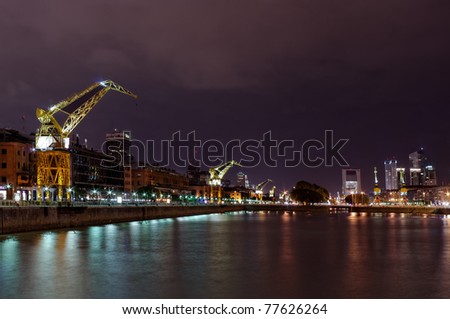 Night view of Puerto Madero, touristic destination in Buenos Aires, Argentina