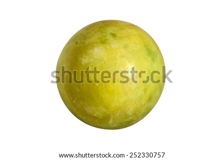 Ball of green jade stone, isolated on white