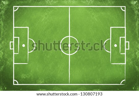 green blackboard with a drawing of a blank Football field