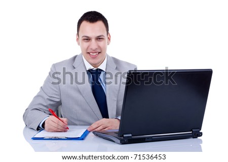 Man Sitting Writing