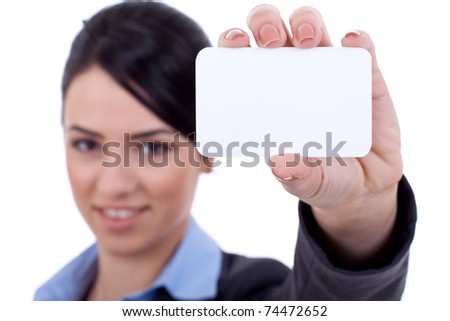 Human hand holding white empty blank business card