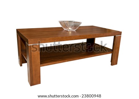 Modern Coffee Table on Modern Coffee Table With Vase On A White Background Stock Photo