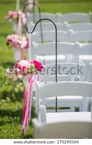 Wedding flowers with Mini Hydrangea, Sweet Pea, Peony, and Roses