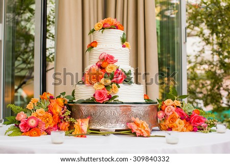 Wedding Cake decorated with flowers