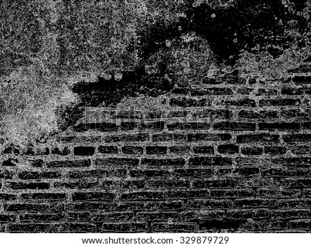 terrible wall, Background pattern of the old brick wall, process imitation pen strokes white on black