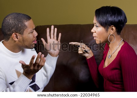 stock photo : A man is accused by his lover and he denies any wrongdoing