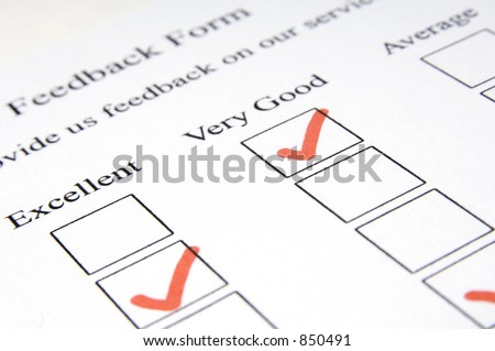 A close-up shot of a customer feedback form - shallow depth of field used