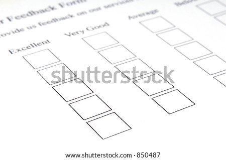 A close-up shot of a blank feedback form - shallow depth of field