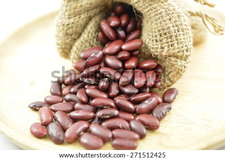 The kidney bean or red bean in bag. For health menu and diet food.