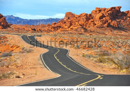 Lonely twisting road in Nevada