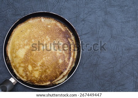 The pancakes in the frying pan