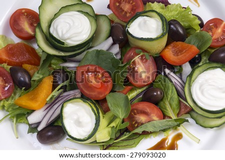 Delicious Greek salad with feta cheese