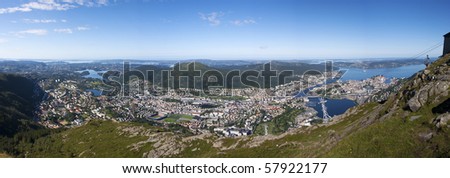 uninterrupted panoramic views of Bergen and the sea, fjords and mountains