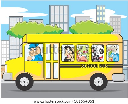Funny Animal School Bus