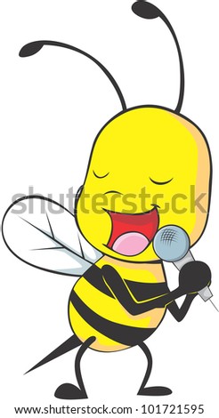 Cute Bee singing happily