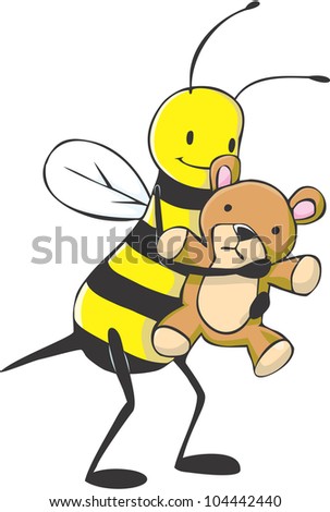 Happy Bee Playing Teddy Bear