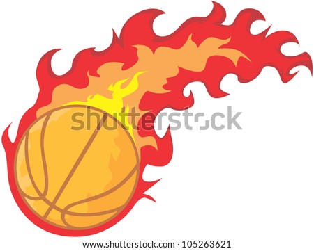 Creative Red Hot Basketball Illustration