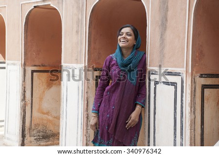 Beautiful Indian smiling and posing - NEW DELHI; INDIA - MAY 17TH 2015