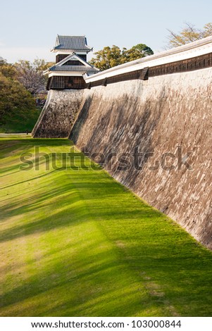 Kumamoto medieval castle wall in Kyushu, Japan