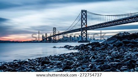 Bay Bridge in San Francisco from Treasure Island