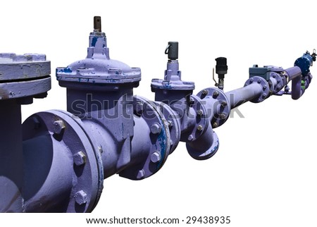 Industrial water pipe systems. Flange connection.