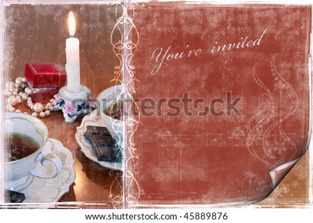 stock photo A wedding invitation card with a frame for a sample text