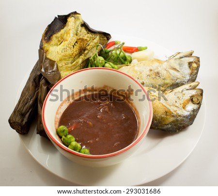 chili paste in thailand food white background