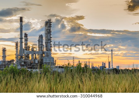 Oil Refinery factory in the morning , petrochemical plant , Petroleum....
