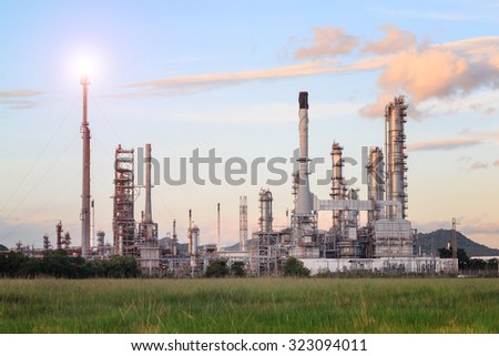 Oil Refinery factory in the morning , petrochemical plant , Petroleum