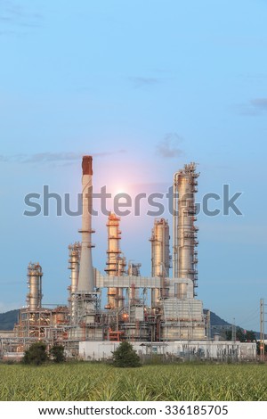Oil Refinery factory in the morning , petrochemical plant , Petroleum.