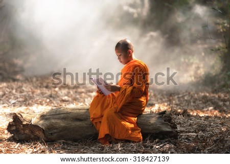 Novice monk learning in the Thailand.
