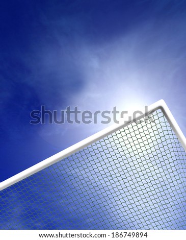 Football goal posts and blue sky.