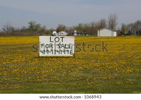 Lot for sale sign - dandelions in field - northern OH