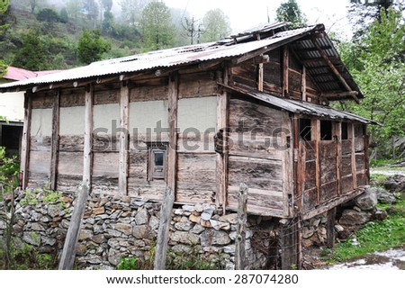 Local barn for rice in Lachung village,Sikkim,Northern India.