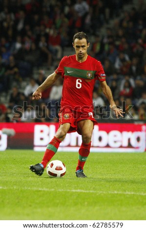PORTO, PORTUGAL - OCTOBER 8: Ricardo Carvalho (POR) controls the ball in the Euro 2012 Group Stage Qualifying match against Denmark on October 8, 2010 in Porto, Portugal