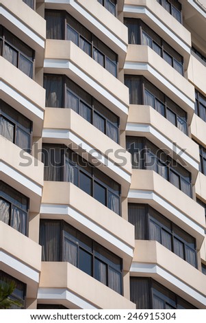 buildings facade consisting of many bay windows