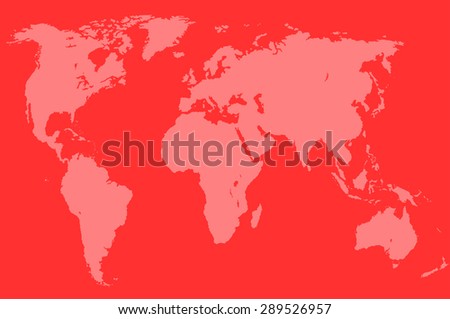 red map of the world over orange, isolated