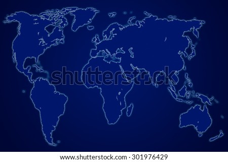 dark blue map of the world over orange, isolated