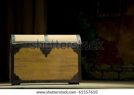 old wooden trunk at theater stage