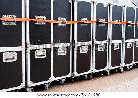 a line of mobile containers for transportation of concert equipment
