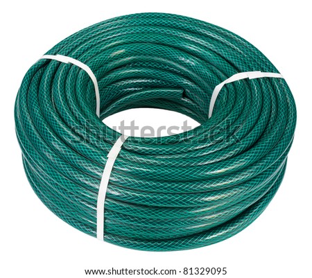 household goods - a reinforced long water hose, isolated, clipping path