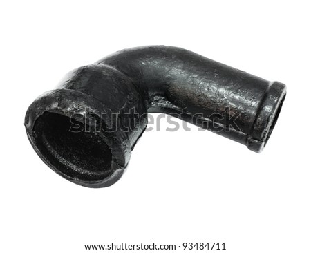 a cast iron pipe elbow, isolated over white