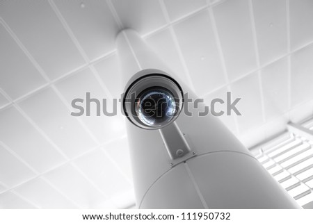 Overhead security camera in a government owned public building.