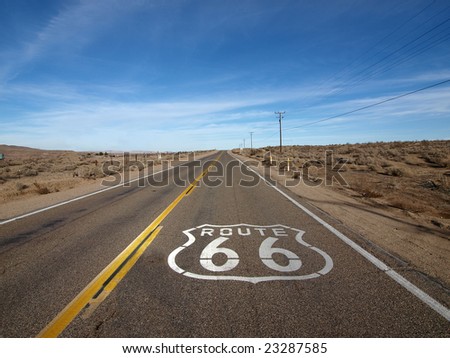 Historic Route 66 crossing the Mojave Desert in California