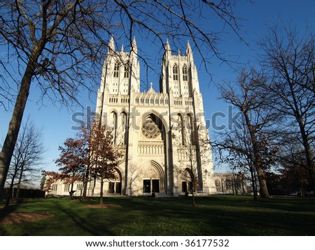 Warm afternoon light at the famous national cathedral in Washington DC.